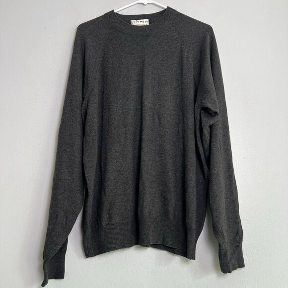 Per Liu Per Lei Mens Silk Cashmere Knit Sweater Sz L Heather Gray Office Career - Picture 1 of 11